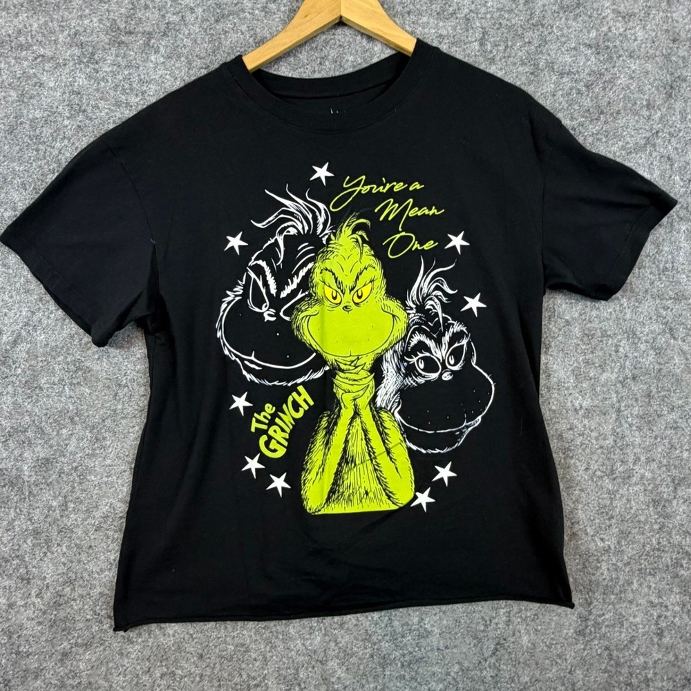 Dr. Seuss The Grinch‎ T-Shirt Womens XL Black Christmas Graphic Tee